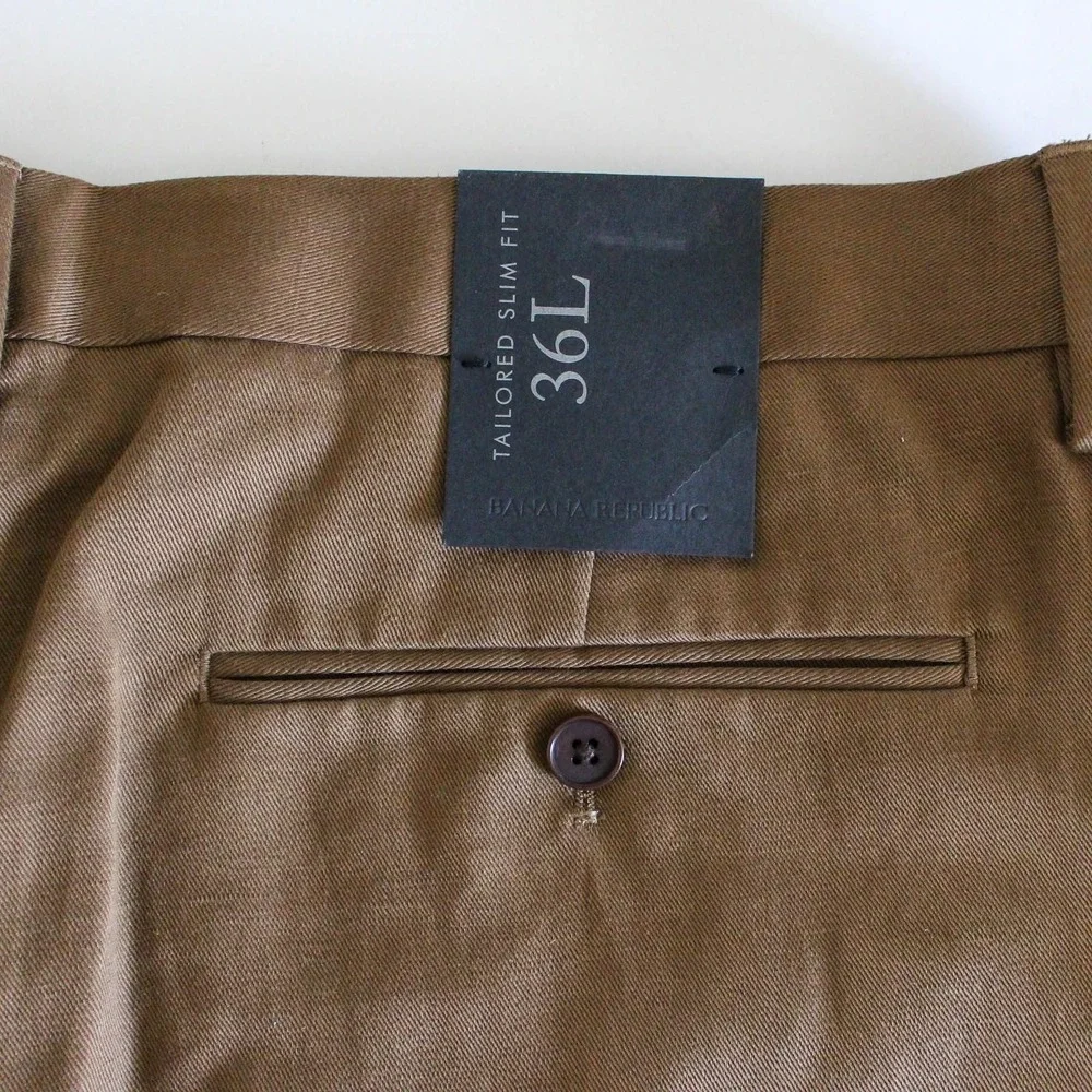 Banana Republic Dress Pants Mens 36 x 33 Brown‎ Linen Blend Italian Fabric Slim